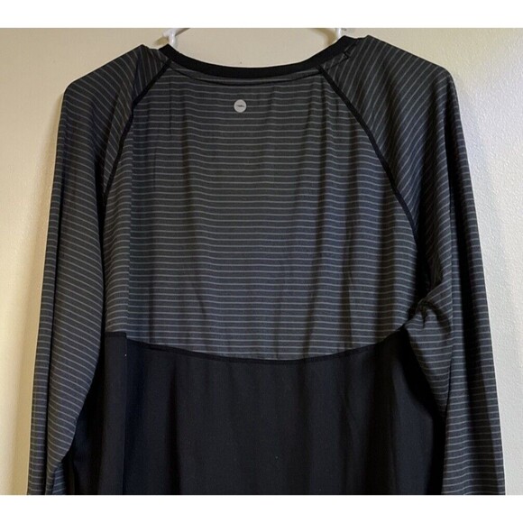Avia Activewear Women's's Size 20 XXL Gather Long Sleeve Shirt Black Stripes - Picture 3 of 7